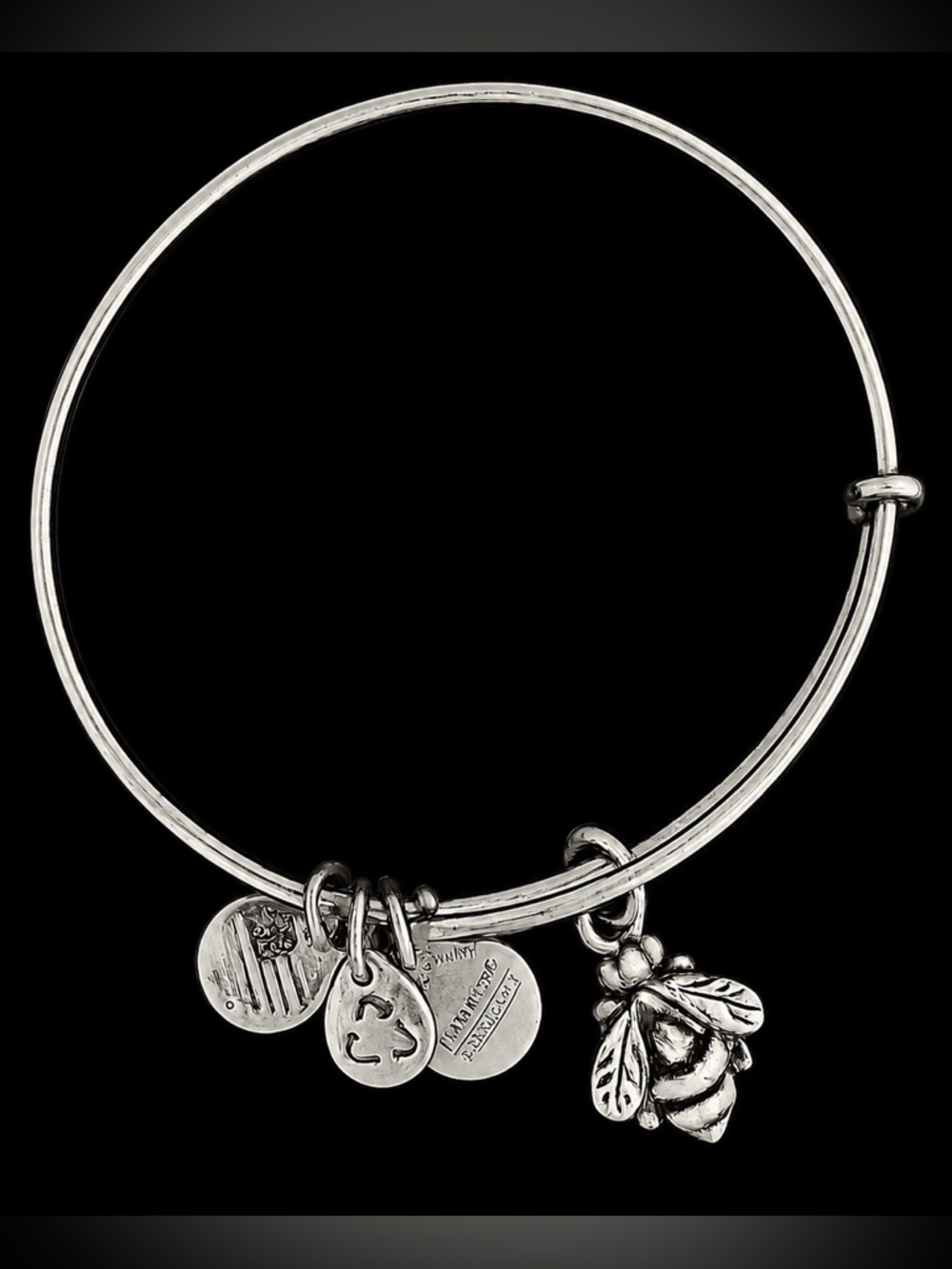 Alex and Ani Bee Charm Expandable Bangle Bracelet Silver Tone Recycled